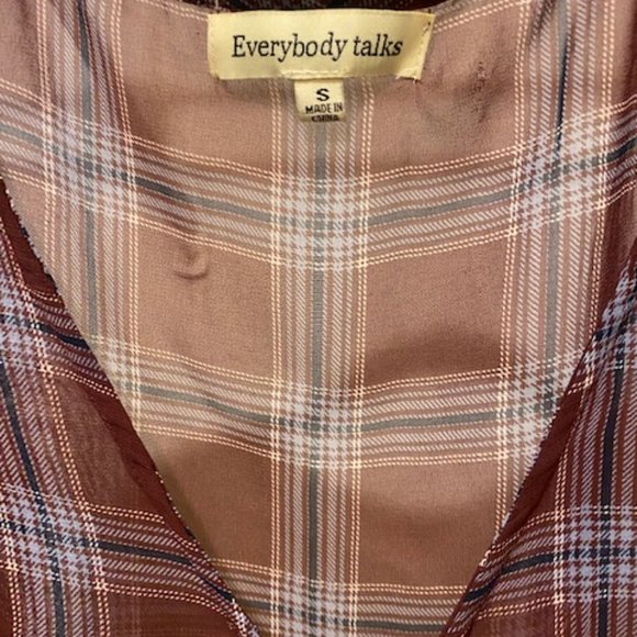 Everybody Talks LF Stores Plaid Blouse with Tie - Picture 2 of 5
